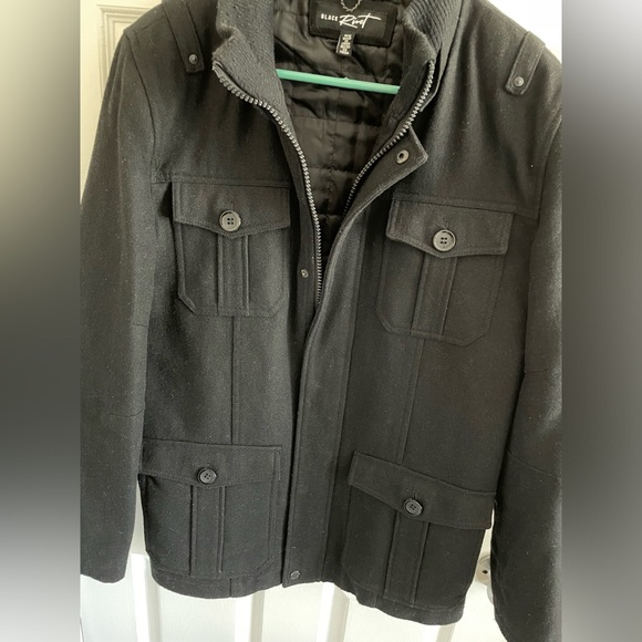 Black Rivet Men’s Pea Coat Hooded Jacket M - Picture 6 of 8